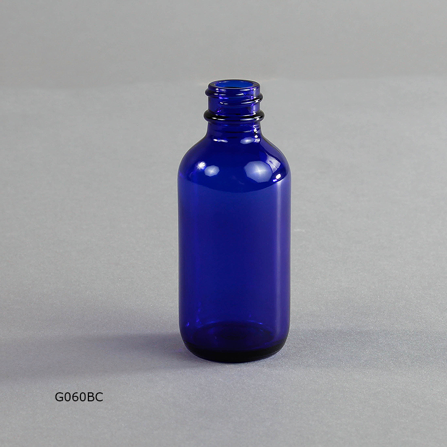 2 Oz Cobalt Blue Glass Boston Round 20 400 G060bc